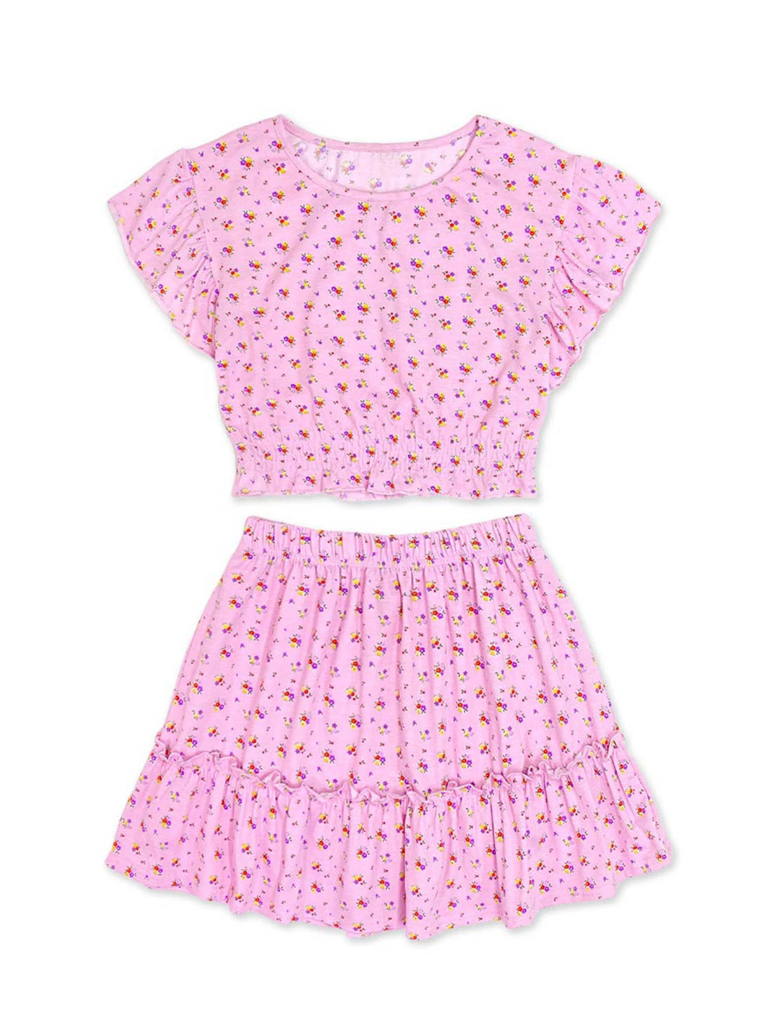 Girl's 2 pc Floral Skirt Set
