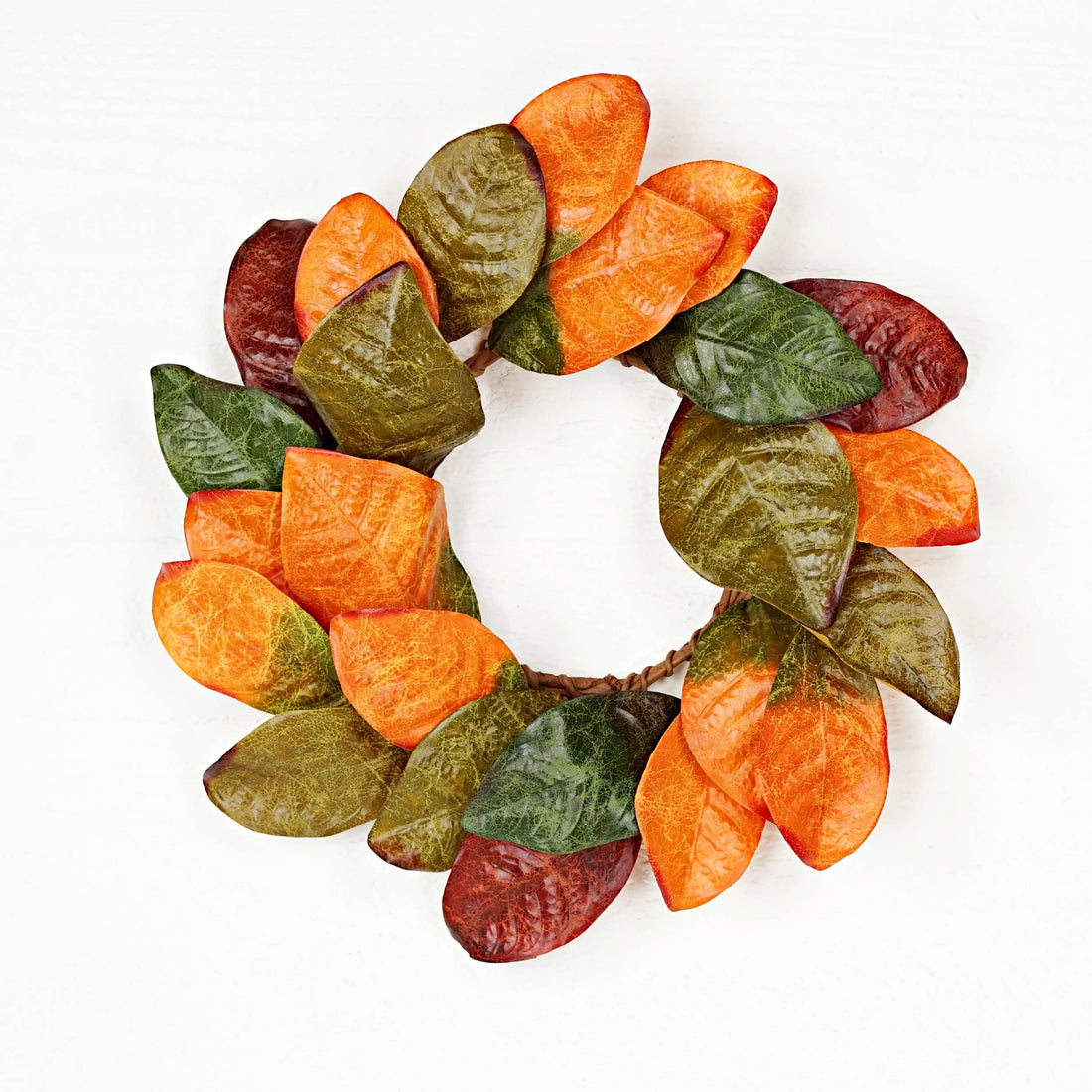 ISB63662-14in Wreath-Mix Fall Magnolia Leaves