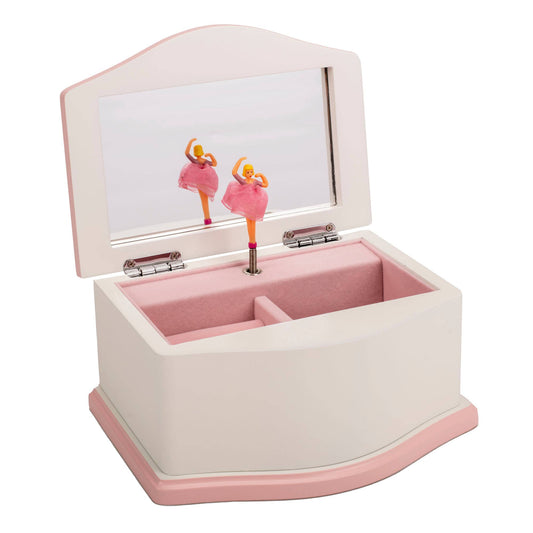 Ballerina White/Pink 7.5x5.4 MDF/Velvet Musical Jewelry Box